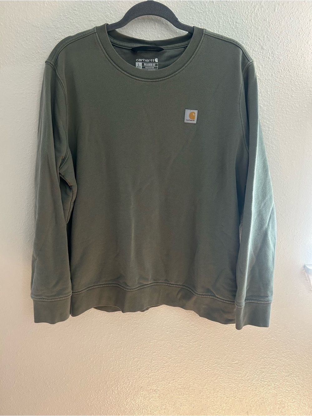 Carhartt Relaxed Fit Light Olive Green Crewneck Sweatshirt Womens Size L